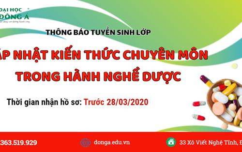 TB điều chỉnh thời gian nhận hồ sơ lớp “Cập nhật kiến thức chuyên môn trong hành nghề Dược, Chuyên đề Quản lý Dược và Dược lâm sàng”