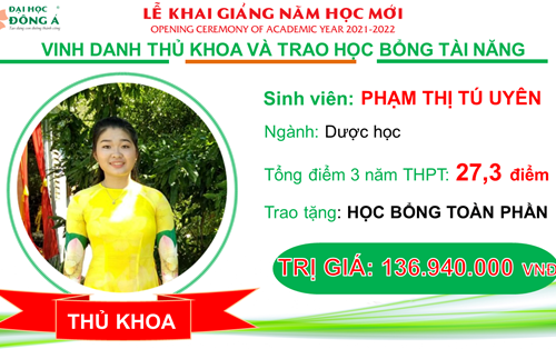 Tân Sinh viên K21 Khoa Dược nhận học bổng toàn phần và 50% học phí toàn khóa